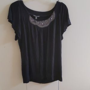 Cable & Gauge Black Top w/ Jeweled Neckline - XL